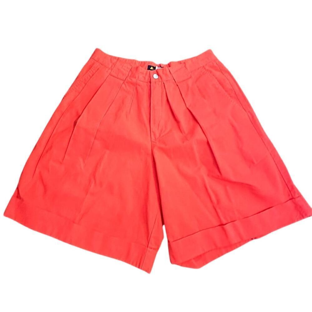 Vintage Liz Claiborne Women's Orange Pleated mom 1980s bermuda Shorts Size 12